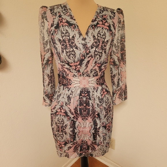 Reiss Lacey Paisley Print Textured Mini Dress - Picture 2 of 8